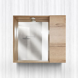 Miroir en chêne naturel de 60 cm avec éclairage LED - Product Image 1