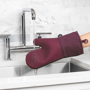Gants de cuisine en silicone de qualité alimentaire, résistants à la chaleur, antiadhésifs, faciles à nettoyer, antidérapants, pour micro-ondes, -40~230°C, personnalisables - Product Image 6