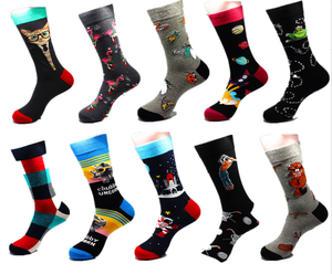 Hotsale Moda Colorido Algodão Penteado Gato Bonito <span class=keywords><strong>Cartoon</strong></span> Space Star Engraçado Meias Homens Atacado - Product Image 4