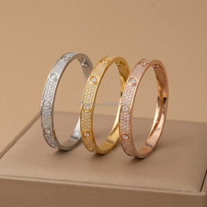 Bracciale Amore con Vite in Acciaio Inossidabile Oro 18 carati, Gioielli di Moda di Alta Qualità con Zirconi Pienamente Incassati, Ideale per il Commercio all'Ingrosso da Donna - Product Image 3