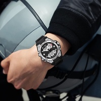SHUAIKE Herenhorloge met dubbele tijdweergave, LED, sportief, 954 analoog-digitaal horloge met waterdichte functie en alarm, Relogio Masculino