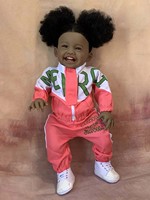 Poupée Reborn de 24 pouces, bébé fille afro-américaine, en vinyle et silicone, réaliste, corps souple, jouet pour enfants