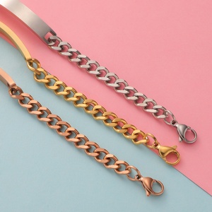 Hot Selling Fashion Bending Bracelet Custom Engraved logo <b>Name</b> Blank bar Cuban <b>Chain</b> Stainless Steel Bracelet - Product Image 4