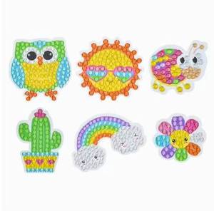 Pegatinas de Pintura Acrílica con Diamantes de Imitación de Animales de Dibujos Animados XIXI con Marco, Kit de Arte Infantil DIY con Diseño de Sol y Arcoíris - Product Image 3