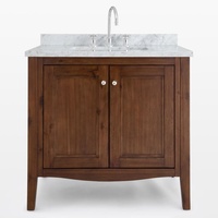 Meuble de salle de bain autoportant en bois massif noyer foncé, armoire de rangement à deux portes, style américain personnalisé