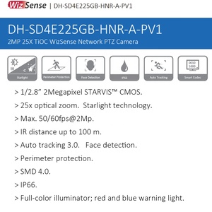 SD4E225GB-HNR-A-PV1 chi phí thấp 2MP 1080P 25x ánh sáng kép đầy đủ màu sắc tioc phát hiện khuôn mặt tự động theo dõi <span class=keywords><strong>Dahua</strong></span> PoE PTZ <span class=keywords><strong>IP</strong></span> <span class=keywords><strong>Camera</strong></span> - Product Image 2