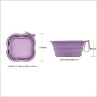 Bol pliable pour animaux de compagnie avec logo personnalisé, en silicone non toxique, pour l'extérieur, bol portable en forme de trèfle pour chiens et chats