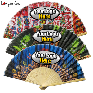 Nhà Máy Giá 21Cm 23Cm Tùy Chỉnh Thương Hiệu Quà Tặng Khuyến Mãi Xách Tay Tay Fan Hâm Mộ In Tre Vải Giấy Tay Fan Hâm Mộ - Product Image 4