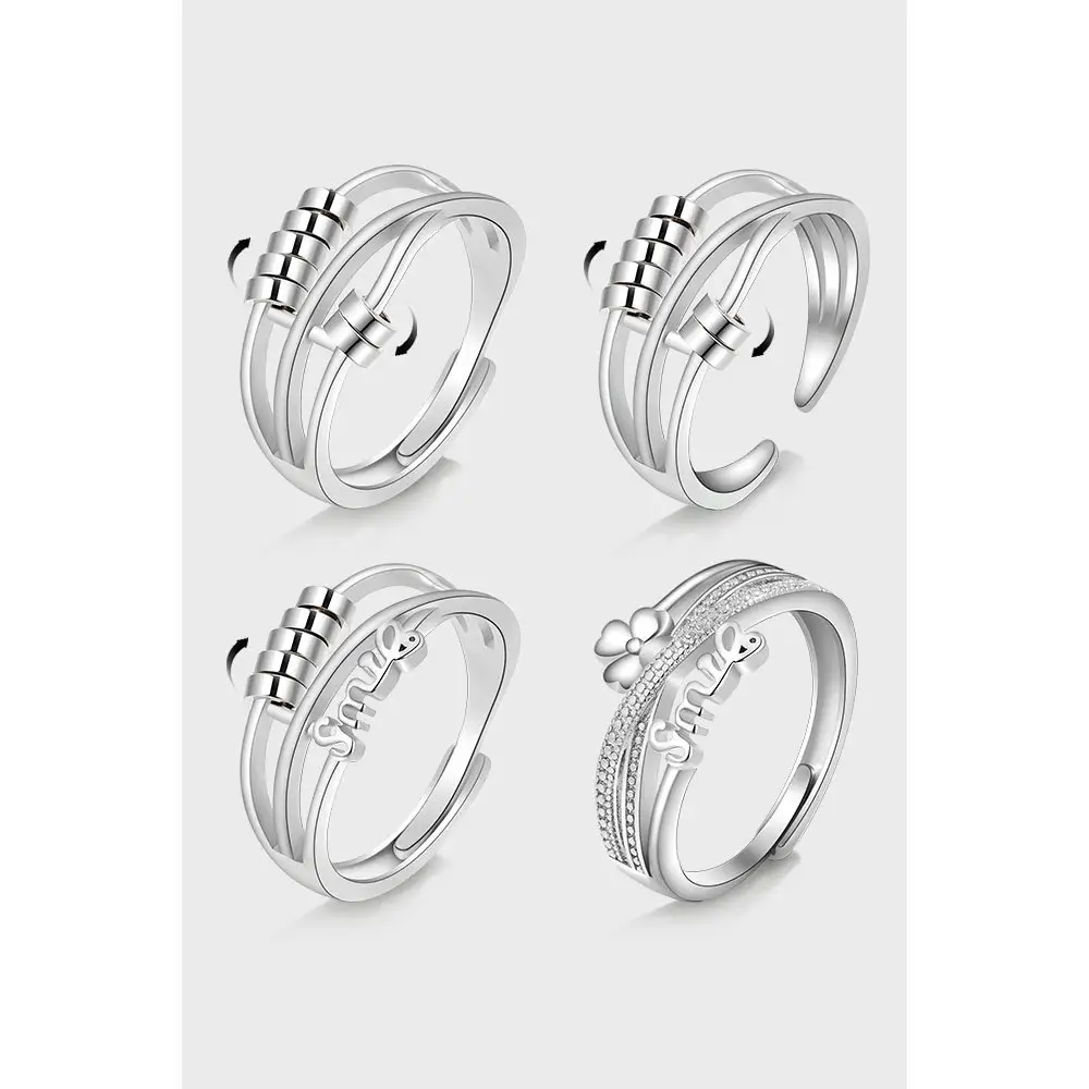 Nuovo anello Spinner ansia argento Sterling 925 ruota anello umore Fidget con anello regolabile antistress con perline