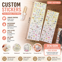 Autocollants personnalisés transparents en PET, étiquettes adhésives écologiques et durables, résistantes à l'eau, forme personnalisée pour agenda et scrapbooking