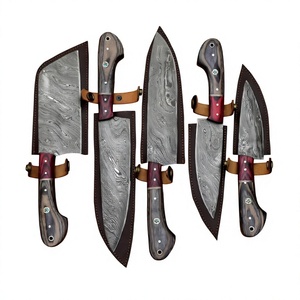 Juego de 5 Cuchillos de Cocina Profesionales Desechables con Mango de Pakkawood, Cuchillo de Chef Japonés con Bloque, Hoja de Acero de Damasco Afilada para Vegetales - Product Image 2
