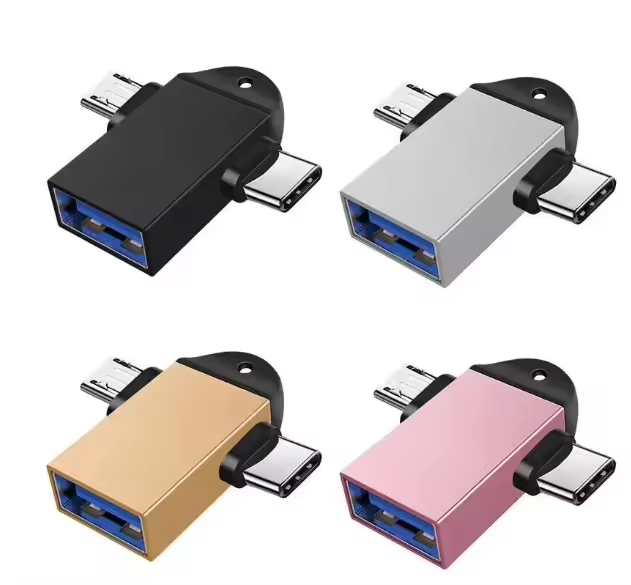 2-in-1 OTG Adapter USB 3.0 Female to Micro USB Male & Type-C Male Connectors DC Output for Tablet & Mobile Phone
