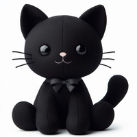 Peluche personnalisable Chat Noir, Jouet en peluche doux pour enfants, Animal en peluche, Accessoire de mode, Pièce à suspendre