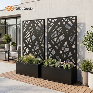 Gnee Garden Modern Eco-Friendly Powder Coated Metal Planter Box Abstract Geometric <b>Screen</b> Outdoor <b>Privacy</b> Wall for Garden Plants - Product Image 2
