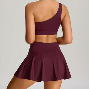 Workout Yoga Gym Luxus <span class=keywords><strong>2</strong></span>-teiliger Sport Padel Golfrock mit Shorts Kurz geschnittener BH Tennis röcke Set für Frauen - Product Image 2