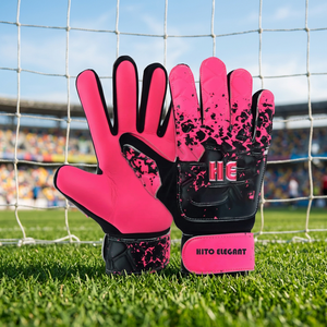Professional Soccer Goalkeeper Gloves Leather Non-Slip Full-Finger Breathable <b>Hook</b> Loop Closure Unisex OEM Customized Logo - Product Image 4