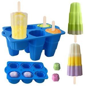 Moldes plegables para helados, 6 piezas, moldes de silicona para helados, libres de BPA, reutilizables, fáciles de desmoldar. - Product Image 1