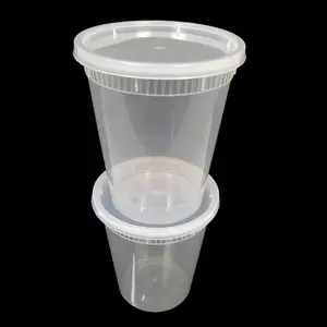 Afhaalmaaltijd Noodle Voedselcontainers Keuken Lekvrije Soep Beker Plastic Met Deksel 32Oz Transparante Deli Container