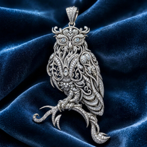 Colgante de moissanita con diseño de búho, collar vintage hueco con dije de pájaro y diamantes de imitación, ideal para regalo de fiesta - Product Image 1