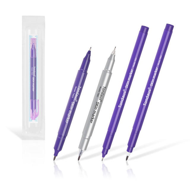 Purple Waterproof Tattoo Stencil Marker Pen with Measuring Paper Ruler for Microblading Makeup