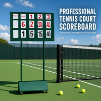 Tableau de score de tennis professionnel sur pied avec cadre en aluminium, design à fentes et roulettes pour clubs, académies et terrains