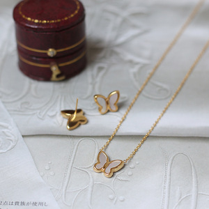 <strong>Japanese</strong> Light Luxury Butterfly White Mother Pearl Elegant Earrings Necklace Set Stainless Steel 18K Gold Plated <strong>Jewellery</strong> - Product Image 3