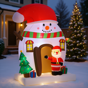 Casa Inflable Navideña con Muñeco de Nieve, Santa Claus y Luces, Decoración para Jardín de 7.5 Pies, Decoración Festiva, Material de PVC - Product Image 2