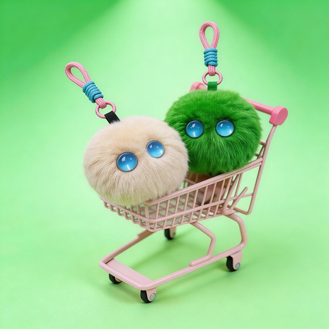 RG-AI-FZ1 Mini AI Robot Fuzzy Ball Plush Keychain Smart Electronic Toy for Teens and Adults