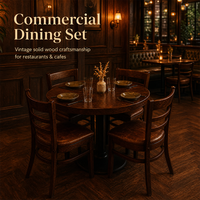 Ensemble de table à manger en bois massif sur mesure, 4 places, meubles de restaurant directement de l'usine, chaises de salle à manger rembourrées en cuir