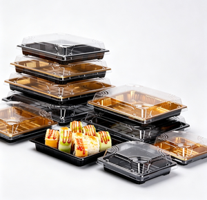 Emballage alimentaire jetable en plastique pour sandwichs et sushis, de type plateau carré multifonctionnel classique, de la marque Fujian <span class=keywords><strong>Bingo</strong></span> Take Away. - Product Image 2