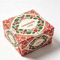 Boîte d'emballage rétro en forme de sapin d'hiver, deux pièces, impression couleur personnalisée pour décorations de Noël en céramique, petit coffret cadeau pour la maison