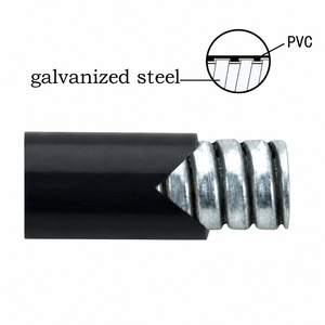 Tuyau en acier flexible recouvert de PVC 1/4 po avec filetage 1/4 po, modèle DC JSH pour la protection des câbles électriques, conduit plat enveloppé - Product Image 5