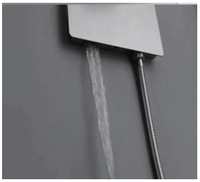 Panneau de douche mural en acier inoxydable chromé brossé de qualité supérieure avec système de douche céramique effet pluie et cascade, mitigeur de salle de bain