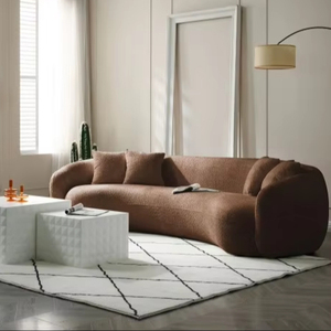 Juego de Sofás de Lujo con Tapicería Bouclé, Cinco Plazas, Curvo, Seccional, para Vestíbulo de Hotel, Sala VIP, Sala de Espera, Villa, Apartamento - Product Image 1