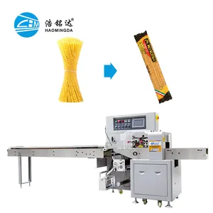 Mesin kemasan Pasta mie Multigrain kering dan basah, kemasan Spaghetti batang sereal otomatis cepat Horizontal