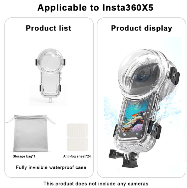 Insta360 X5 Kitway Sports Camera Protective Case PC Invisible Diving Lens Cover