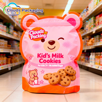 Op maat gemaakte, gestanste, staande pouch met venster, voedselveilige gelamineerde verpakking voor kindersnacks, zoals snoep, koekjes en gedroogd fruit.