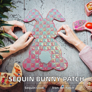 Sparkling DIY Bunny Iron-on Patch with <b>Sequins</b> & Rhinestones Embroidered Applique for Kid & Adult <b>Jacket</b> Backpack Decoration - Product Image 2