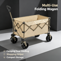 Chariot de camping pliable et portable pour pique-nique, marché, courses et transport extérieur