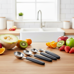 Cuchara para Hacer Bolas <span class=keywords><strong>de</strong></span> Melón <span class=keywords><strong>de</strong></span> Acero Inoxidable, Manual, <span class=keywords><strong>de</strong></span> 1 Pieza, Ecológica, Negra, Personalizable, Utensilios para Frutas y Verduras, Material PP - Product Image 5