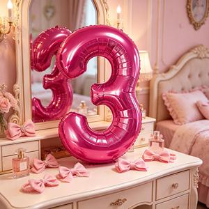 Party Love 80cm 12 Pcs Bag Numero Fuchsia N3 Balloon For celebrations memorable and stylish - Product Image 5