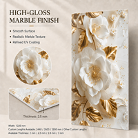 Panel de Pared de PVC con Diseño Floral 3D en Color Blanco Dorado MORLENX, Impermeable y Fácil de Instalar, para Decoración de Sala de Estar y Dormitorio