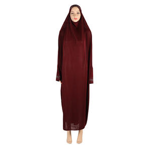 Robe longue hijab couleur unie Vente en gros Abaya ethnique extensible multicolore Robe musulmane pour femme - Product Image 3