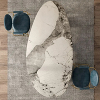 Table de salle à manger de luxe en marbre italien, design moderne et simple, forme ovale, meubles de salle à manger