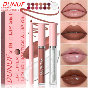 Set de maquillaje labial 3 en 1 MLM que incluye delineador de labios, brillo labial y aceite labial, kit de belleza labial de larga duración e hidratante para uso diario para mujeres. - Product Image 5