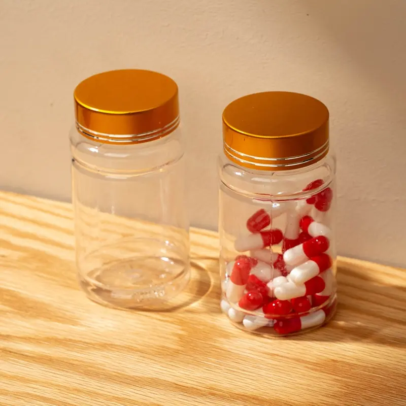 Pot à bonbons de 100ml, bouteille de remplissage en plastique de capsule de pe bouteille de pilule de qualité supérieure, bouteille de médecine transparente pe