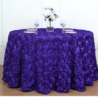 Nappe Ronde en Satin Texturé Rose 3D Doré Élégant - Housse de Table de Luxe pour Réceptions de Mariage et Événements Cérémonieux