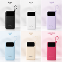Power Bank Grosir 10000mAh Paket Baterai Lepas Pasang Pengisian Cepat USB Ganda Kabel Terintegrasi Charger Portabel Ringkas