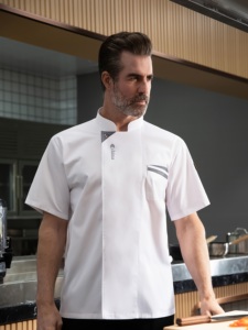 Vêtements de travail pour chef d'hôtel, manches courtes, unisexe, polyester/coton, vestes de chef pour hommes et femmes, uniformes de pâtisserie pour restaurant occidental - Product Image 1