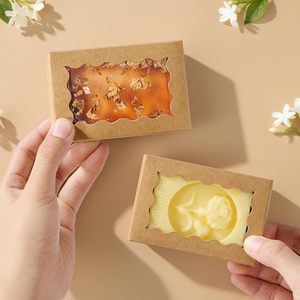 Cajas de Regalo Kraft Marrón para Jabones Artesanales con Ventana, Cajas Pequeñas para Panadería, Macarons, Galletas, Dulces, Bodas y Cumpleaños - Product Image 4